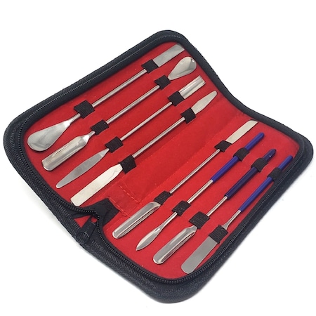 A2Z Scilab 8x Stainless Steel Lab Sampling Spoon Mixing Micro Spatula Scoop Comfort Grip in a Case A2Z-ZR-KIT-148